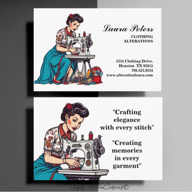 Vintage Sewing Machine Clothing Alteration Business Card (Creator Uploaded)