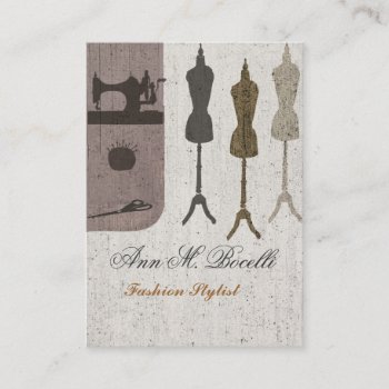 Vintage Sewing Machine Craft Fashion Mannequin Business Card by 911business at Zazzle
