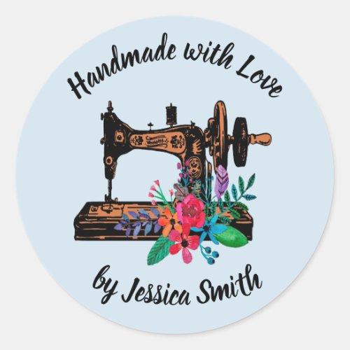 Vintage Sewing Machine Custom Handmade Crafts Classic Round Sticker