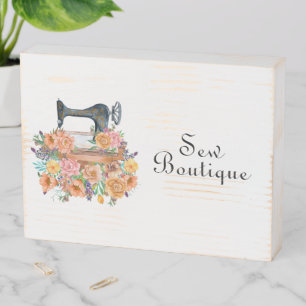 Vintage Sewing Machine Customizable Wooden Box Sign