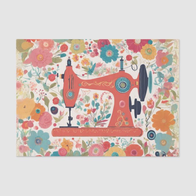 Vintage Sewing Machine Decoupage Tissue Paper (Front)