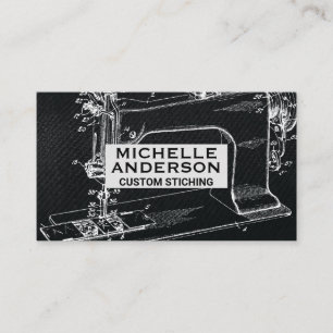 Vintage Sewing Machine Fabric Background Business Card