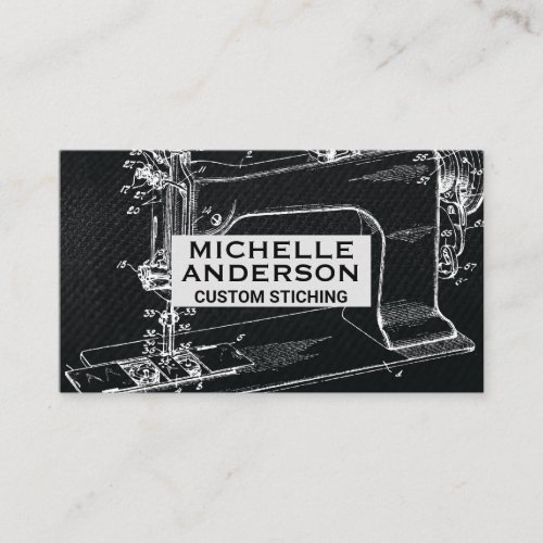 Vintage Sewing Machine  Fabric Background Business Card