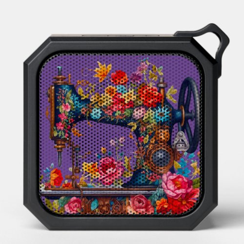 Vintage Sewing Machine Floral Design Elegant Bluetooth Speaker