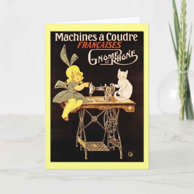 Vintage Sewing Machine Greetings Card (Front)