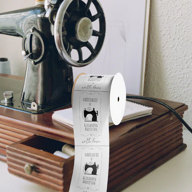 Sewing Machine Ribbons Vintage Sewing Machine Handcraft With Love Label Satin Ribbon | Zazzle