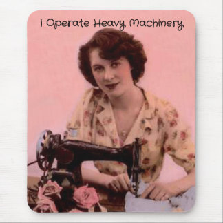 Vintage Sewing Machine Operating Heavy Machinery Mouse Pad