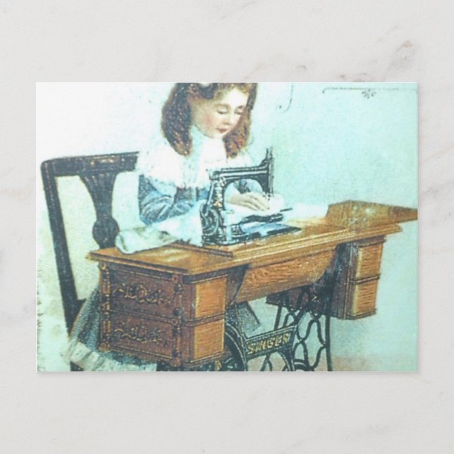 Vintage Sewing Machine Postcard (Front)