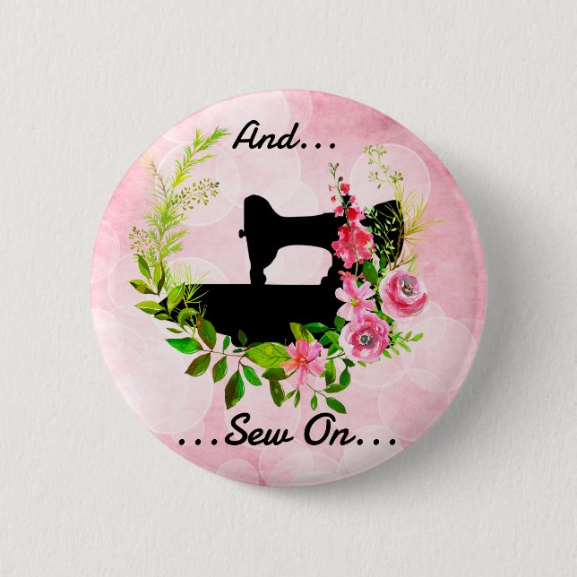 Vintage Sewing Machine Quilting Craft Theme Button (Front)
