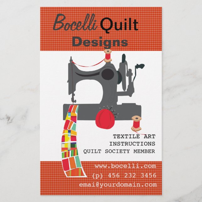 Vintage Sewing Machine Quilting Textile Artist Flyer (Front)