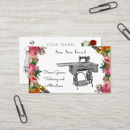 Vintage Sewing Machine Seamstress Business Cards