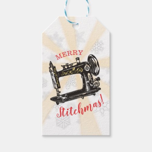 Vintage sewing machine seamstress Christmas tag