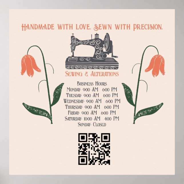 Vintage Sewing Machine Seamstress Poster (Front)