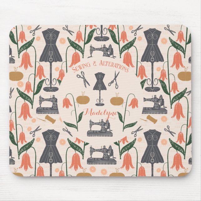 Vintage Sewing Machine Seamstress Tailor Mouse Pad (Front)