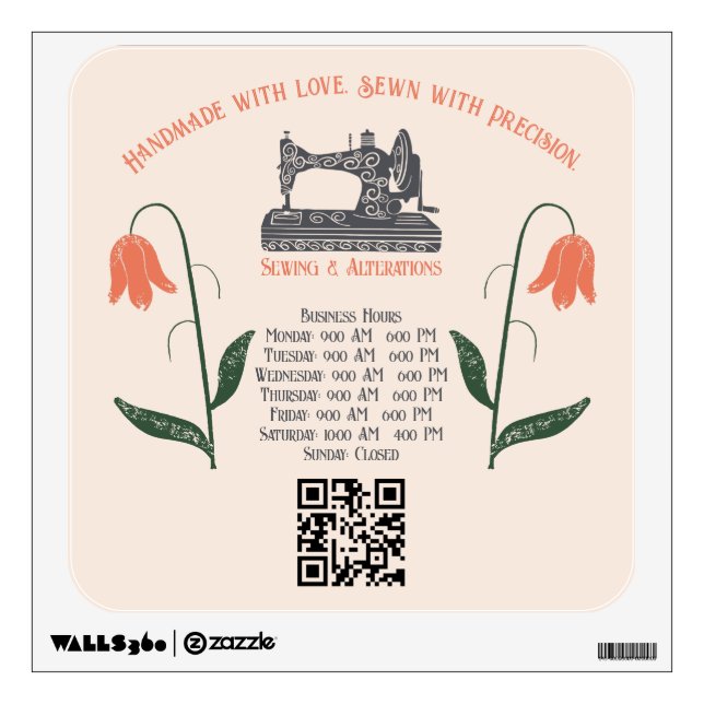Vintage Sewing Machine Seamstress Wall Decal (Front)