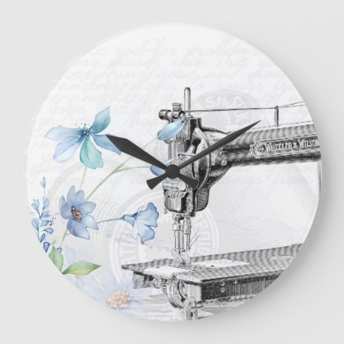 vintage_sewing_machine_sew_needle large clock