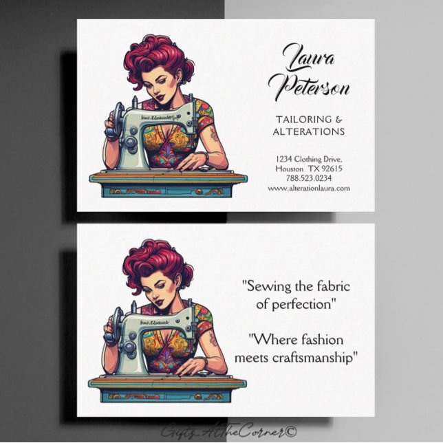 Vintage Sewing Machine Tailoring Alteration Business Card (Creator Uploaded)