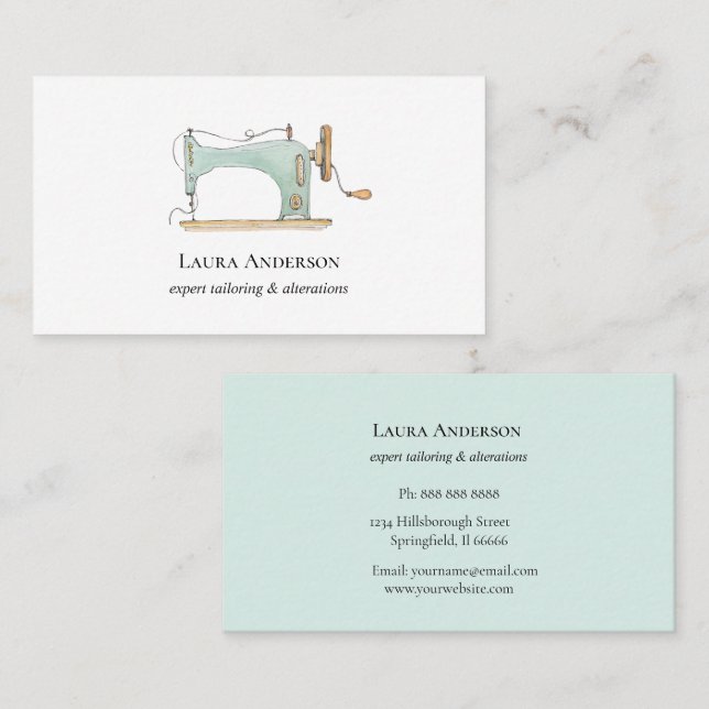 Vintage Sewing machine Tailoring  Business Card (Front/Back)