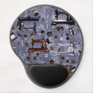 Vintage Sewing Machines Seamstress Gel Mouse Pad
