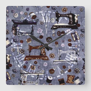 Vintage Sewing Machines Seamstress Wall Clock
