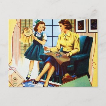 Vintage Sewing Needlepoint Needlework Postcard by seemonkee at Zazzle