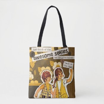 "vintage Sewing Pattern Art" Selfie Tote Bag by JustBeeNMeBoutique at Zazzle