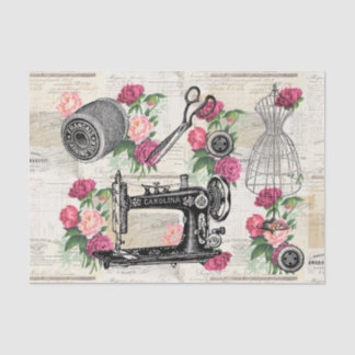 Vintage Sewing Pink Roses French Tissue Paper