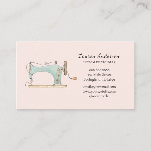 Vintage Sewing Seamstress Business Card