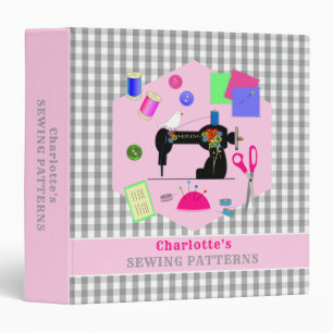 Vintage Sewing Seamstress Craft Personalized 3 Ring Binder