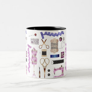 Vintage Sewing & Seamstress Decor Two-Tone Coffee Mug