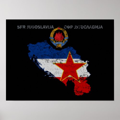 Vintage SFR Yugoslavia _ Map _ Emblem _ Flag Poster