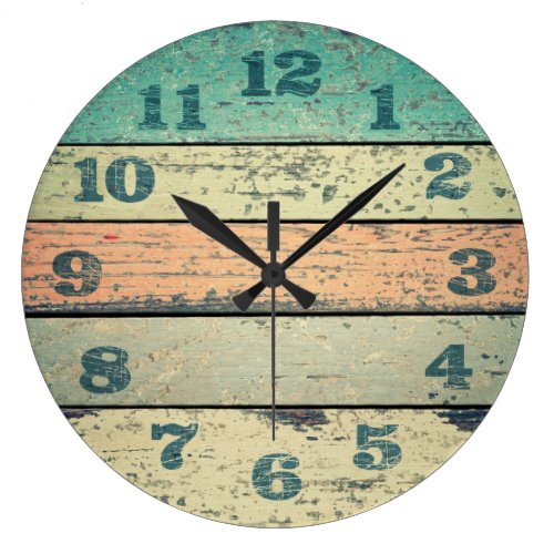 Vintage Shabby Beach Boards Rustic Decorative Wood Large Clock