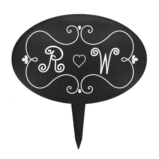 Vintage Shabby Chalkboard Wedding Cake Topper (Front)