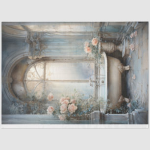 Vintage shabby chic bathroom floral pastel green tissue paper