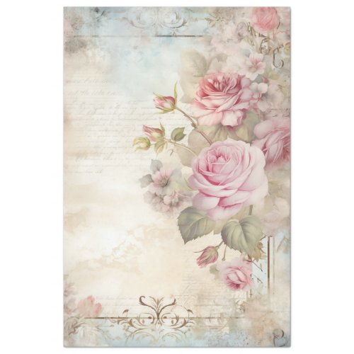 Vintage shabby chic blush English roses ephemera Tissue Paper