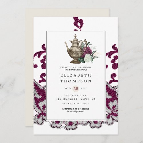 Vintage Shabby_Chic Bridal Shower Tea Party Invitation