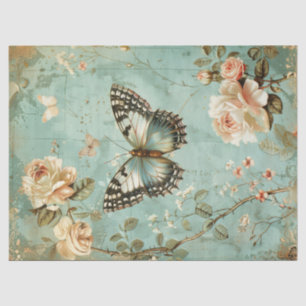 Vintage shabby chic butterfly & roses tissue paper