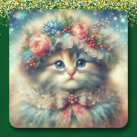 Vintage Shabby Chic Christmas Cat Square Sticker<br><div class="desc">Give your holiday crafts a soft and charming touch with this shabby chic Christmas cat sticker. The vintage styling and festive feel make it perfect for journaling, sealing holiday cards, or decorating wrapped gifts. This sweet cat design brings a cozy, nostalgic vibe to all your seasonal creations. A wonderful accent...</div>