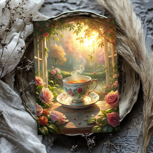 Vintage shabby chic English cup with tea roses Tissue Paper