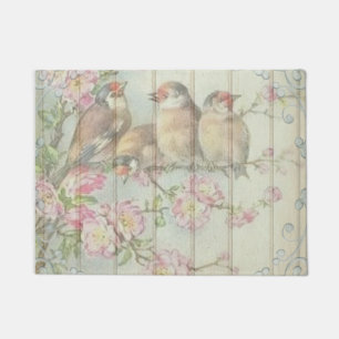 Vintage Shabby Chic Faded Floral Birds Art Design  Doormat