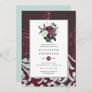 Vintage Shabby-Chic Floral and Lace Bridal Shower Invitation