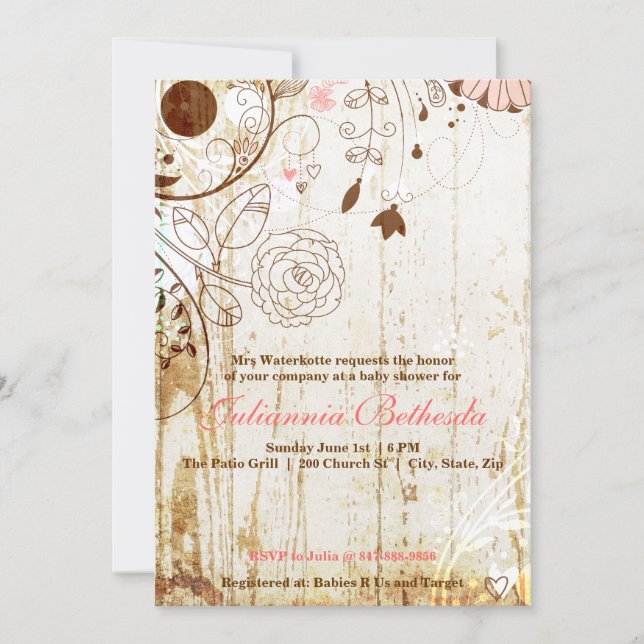 Vintage Shabby Chic Floral  BabyShower Invite (Front)