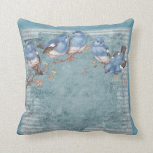 Vintage Shabby Chic Floral Birds Of A Feather Throw Pillow