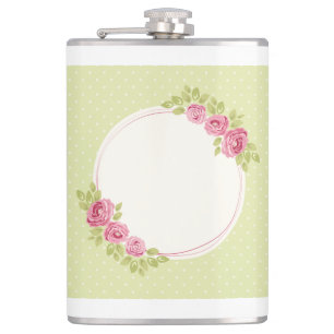 Vintage Shabby Chic Floral Frame with Roses Flask