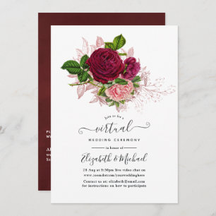 Vintage Shabby-Chic Floral Online Virtual Wedding Invitation