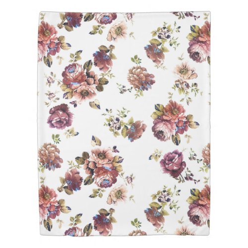 Vintage Shabby Chic Florals and White Polka Dots Duvet Cover