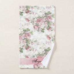 Vintage Shabby Chic Flowers-Personalized  Bath Towel Set