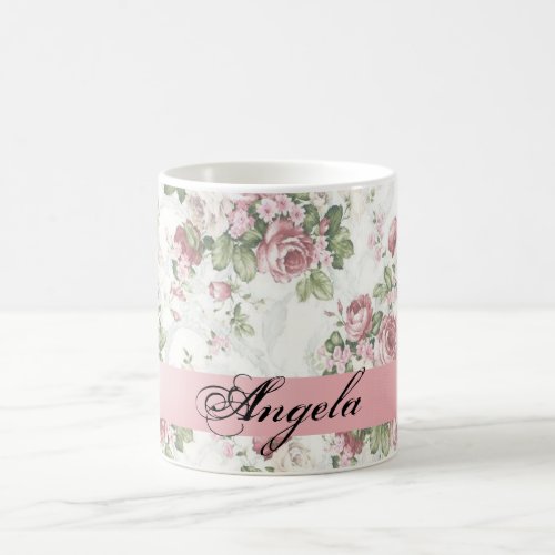 Vintage Shabby Chic Flowers_Personalized Coffee Mug