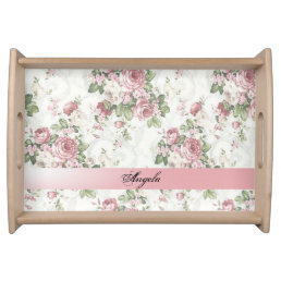 Vintage Shabby Chic Flowers-Personalized Serving Tray
