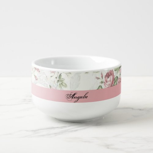 Vintage Shabby Chic Flowers_Personalized Soup Mug